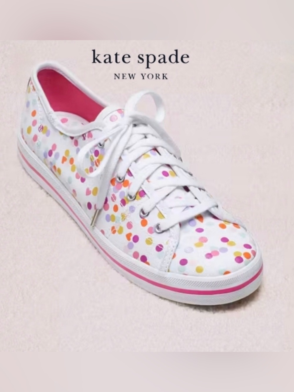 Ked’s Kate Spade New York White-Multicolor Confetti Lace-Up Sneaker